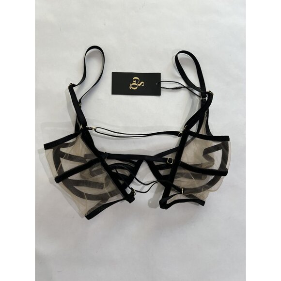 God Save Queens Black and Cream Bra - Picture 3 of 4